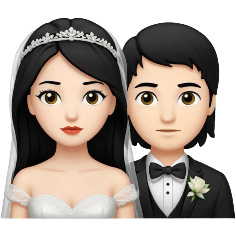 Bride with black hair black eyes and dark groom with black hair black eyes emoji