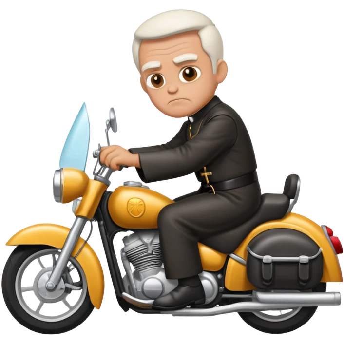 grumpy cool priest on motorbike emoji