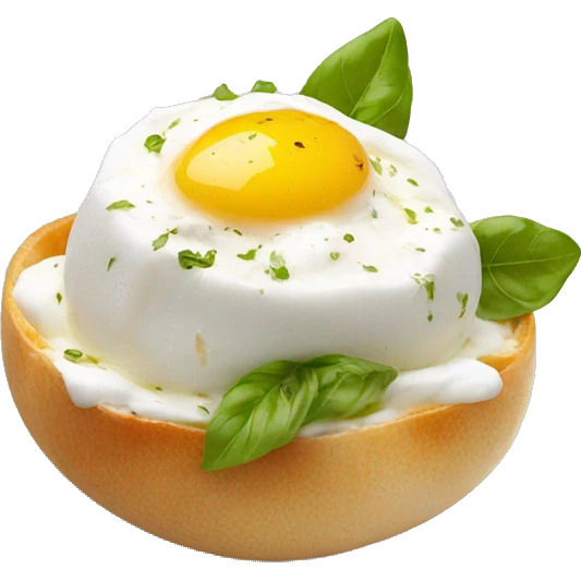 burrata con un taglio emoji
