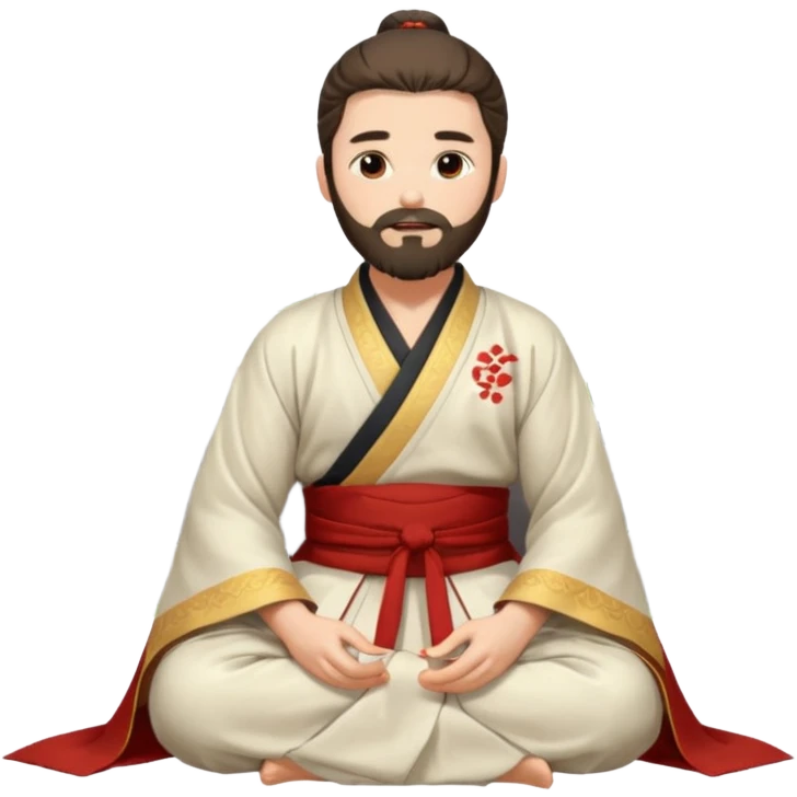Beautiful man with beard in Hanfu sitting on the ground emoji