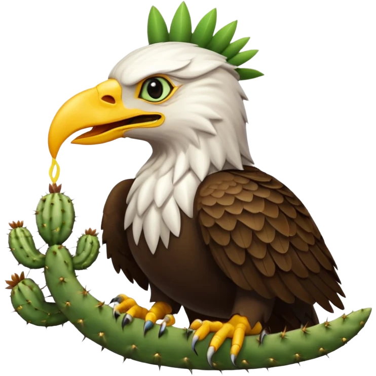 Royal eagle eating a snake on a cactus  emoji