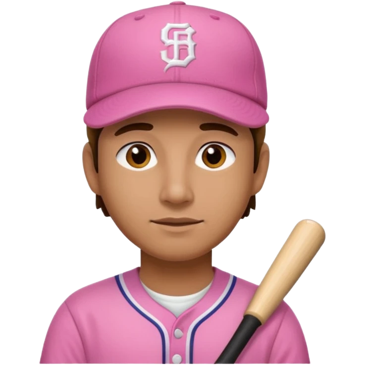 man with pink jersey and baseball hat emoji