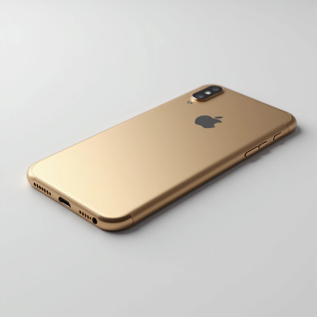 Realistic smartphone, side view, gold color, high detail, photorealistic style emoji