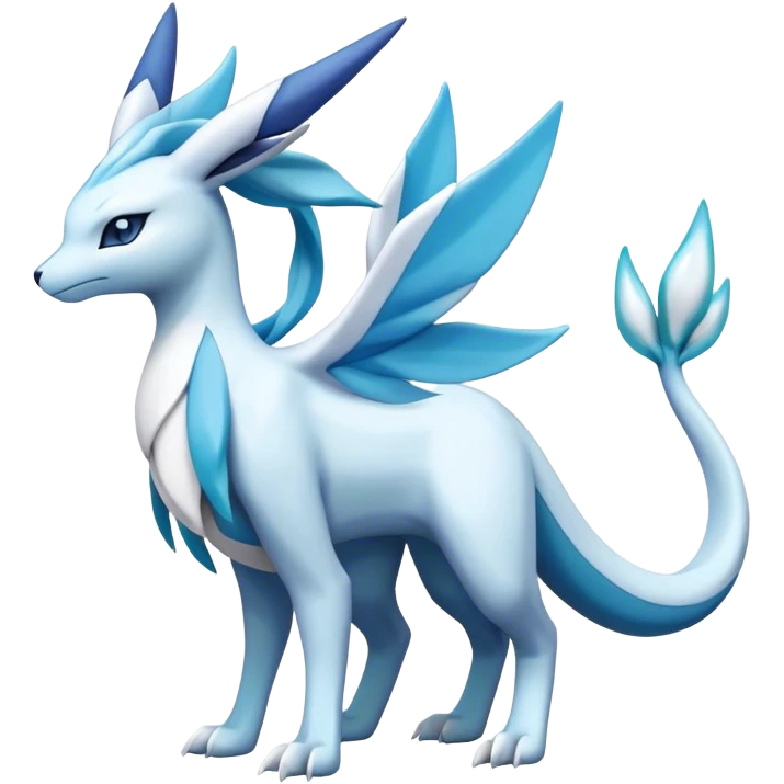 Lugia-suicune-Glaceon-hybrid, full body emoji