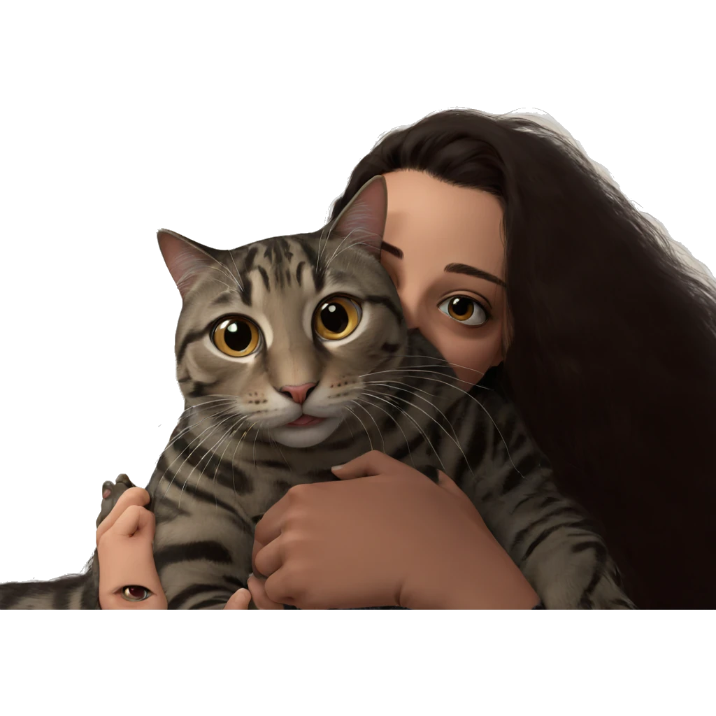girl holding realistic cat emoji