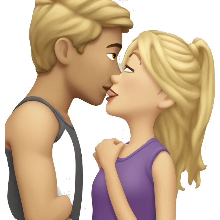 Blonde girl kissing brunnete boy emoji