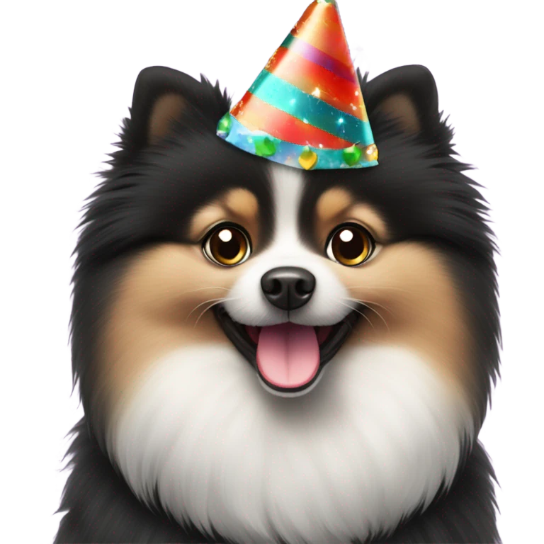 black pomeranian happy party emoji