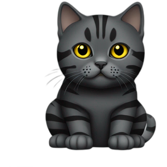 british shorthair cat in the Color black with black smoke stripes with yellow eyes emoji