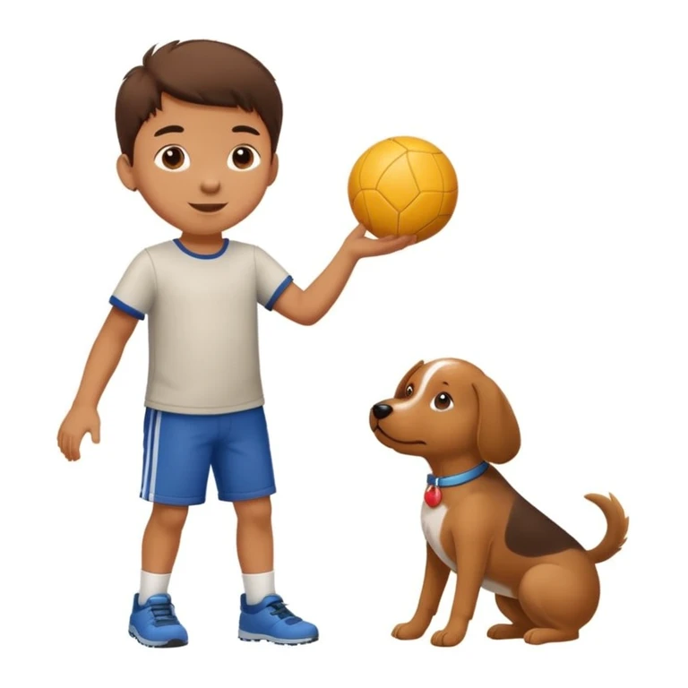 kid and dog playing with ball emoji
