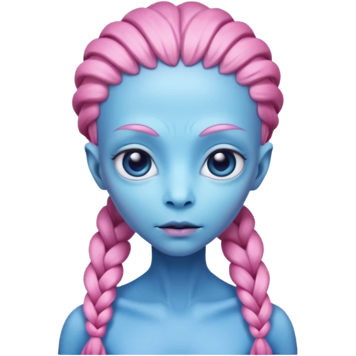 pink haired braided blue alien emoji