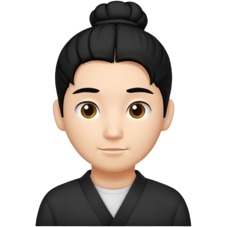 man with black hair tied in a bun emoji