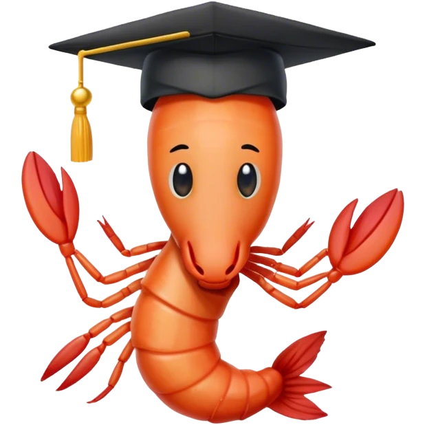 shrimp with phd hat emoji