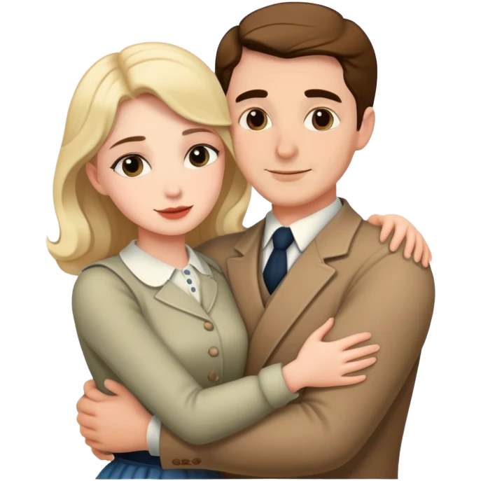 Man hugging his woman, dressed in classic style  emoji