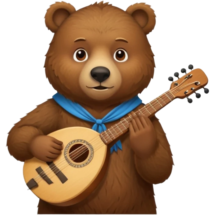 Friendly Russian brown bear holding a balalaika emoji