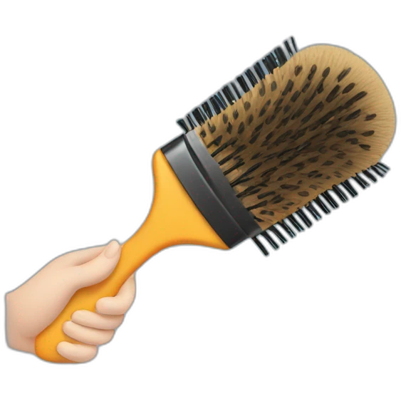 a hand holding a pet hair brush emoji
