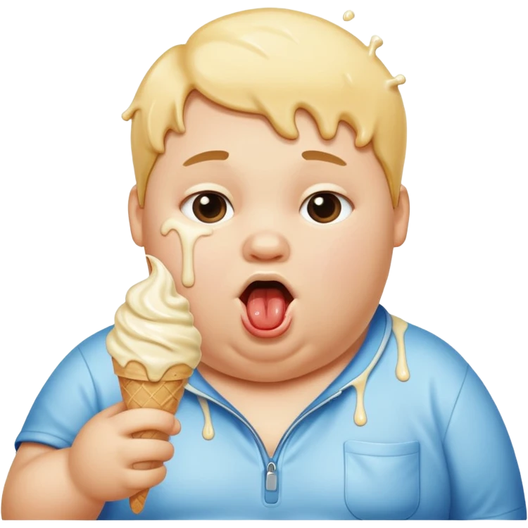 An obese kid eating ice cream emoji