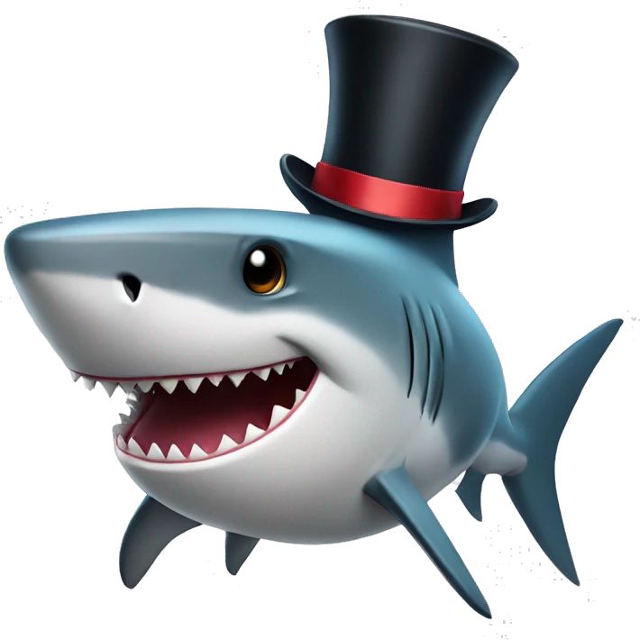 Shark with a top hat emoji