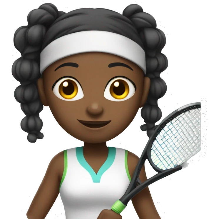 Cute black girl playing tennis emoji
