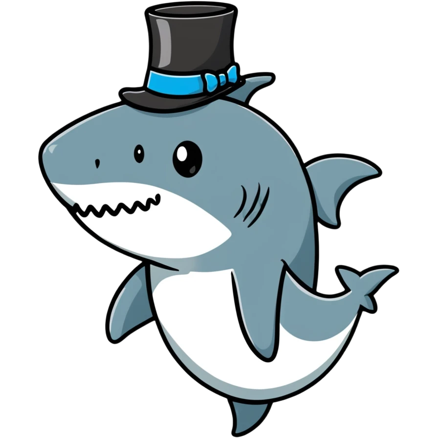 Shark with a top hat emoji