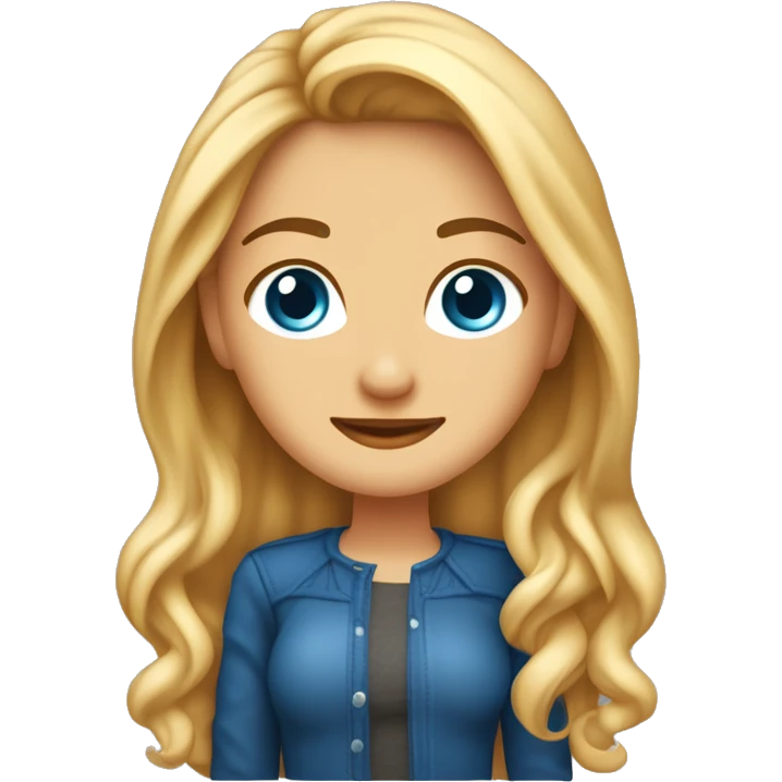 crea un amoji de una chica de 30 años, con el pelo largo y o, balayaje rubio claro en puntas y raiz más oscura, piel tono medio, color de ojos azul, piercing en la nariz del lado izquierdo. sonrisdas emoji