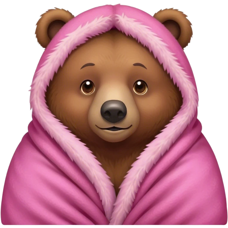 bear cozy in a pink blanket emoji