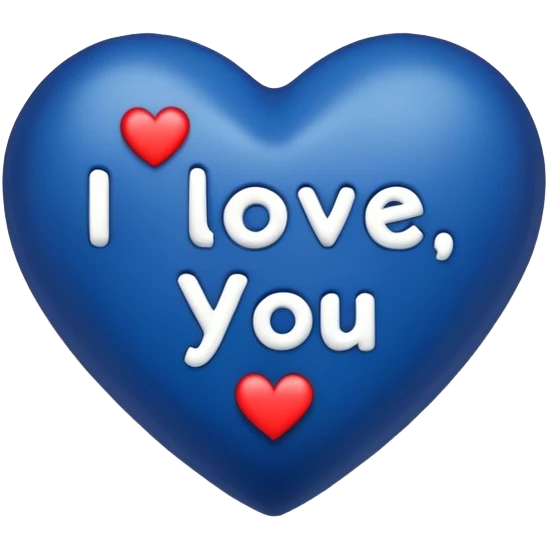 Dark Blue heart with the words I Love You Ry in the middle  emoji