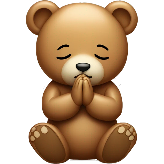 Teddy bear praying with closed eyes emoji