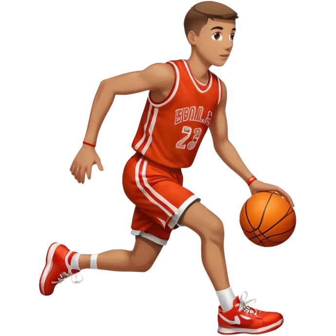 Basketball player running and dribbling the ball, sideways emoji