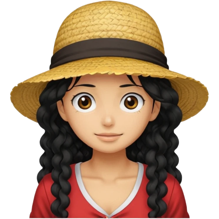a woman with Luffy hat and have long curly hair emoji
