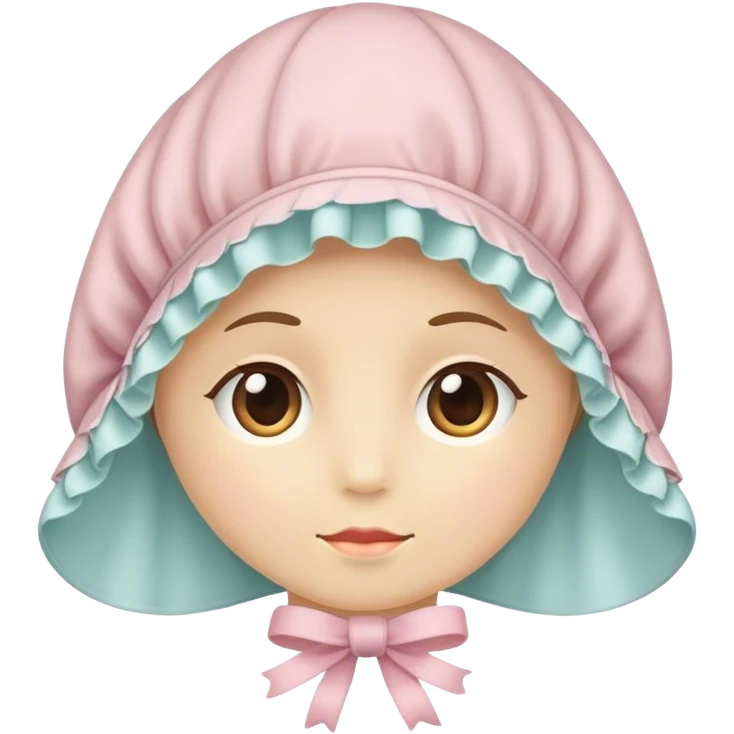 A standalone bonnet emoji, soft fabric, pastel-colored, — no need to add girl face  emoji