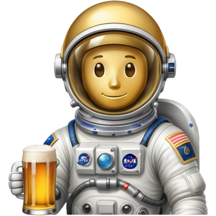 a full astronaut space suit with a pint of delicious beer inside it instead of a human, the glass of beer visible through the helmet emoji