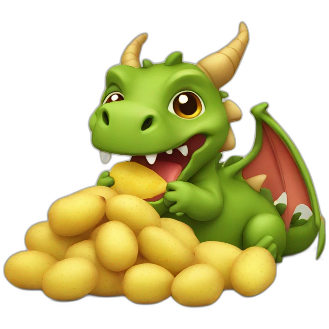 Dragon eats potatoes emoji