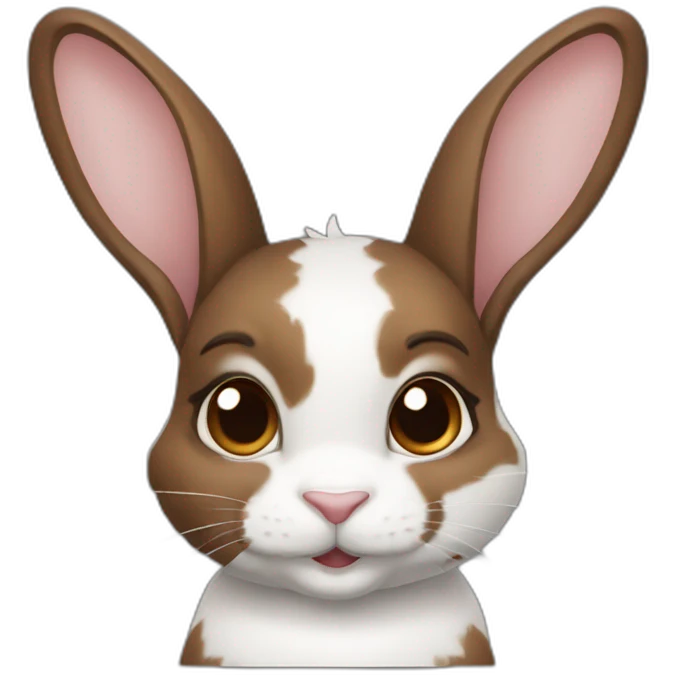 Harlequin rabbit breed dark and light brown with brown ears emoji