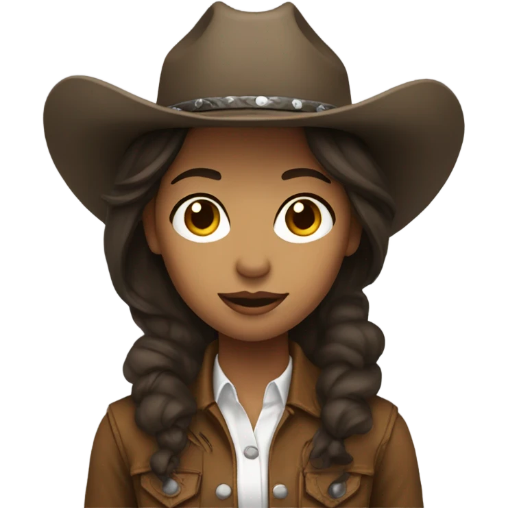 White cowgirl dark brown hair  emoji