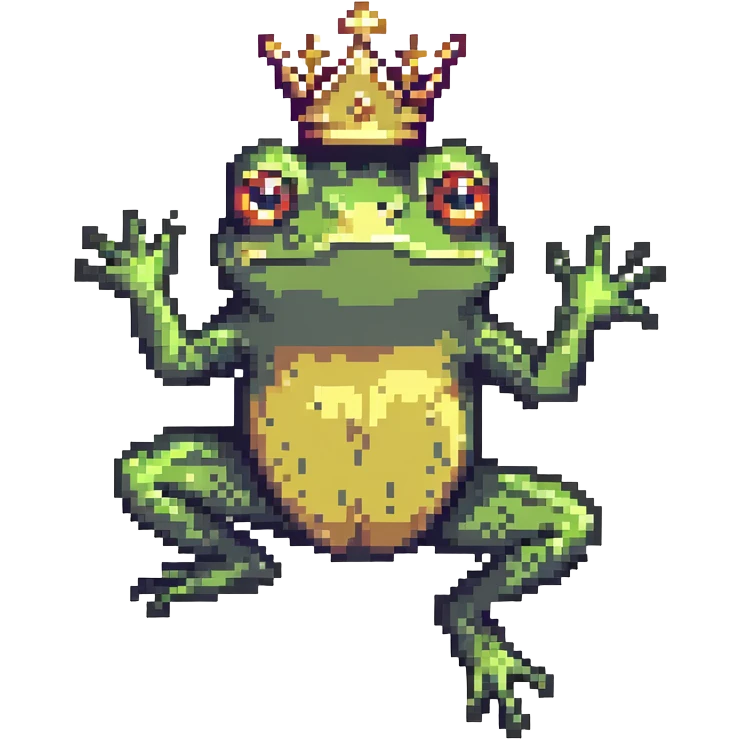 crowned frog jumping pose emoji