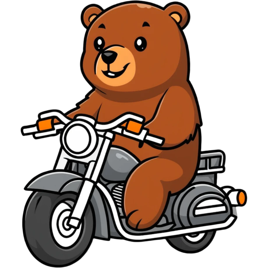Oso grizzly realista  en una moto  emoji