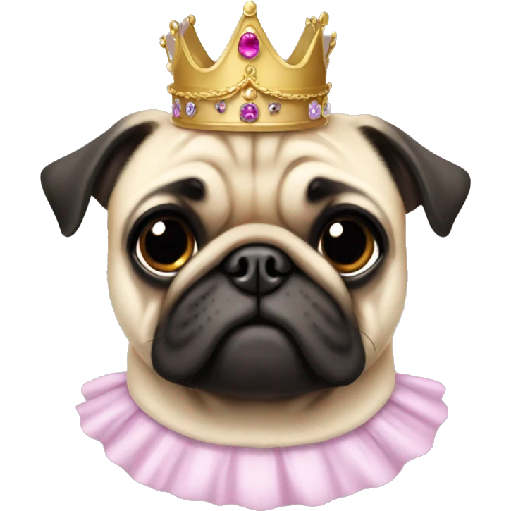 Pug with a princess dress and crown emoji