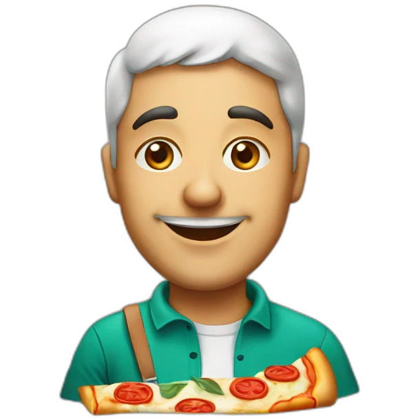 the caricature of an Italian with pizza emoji