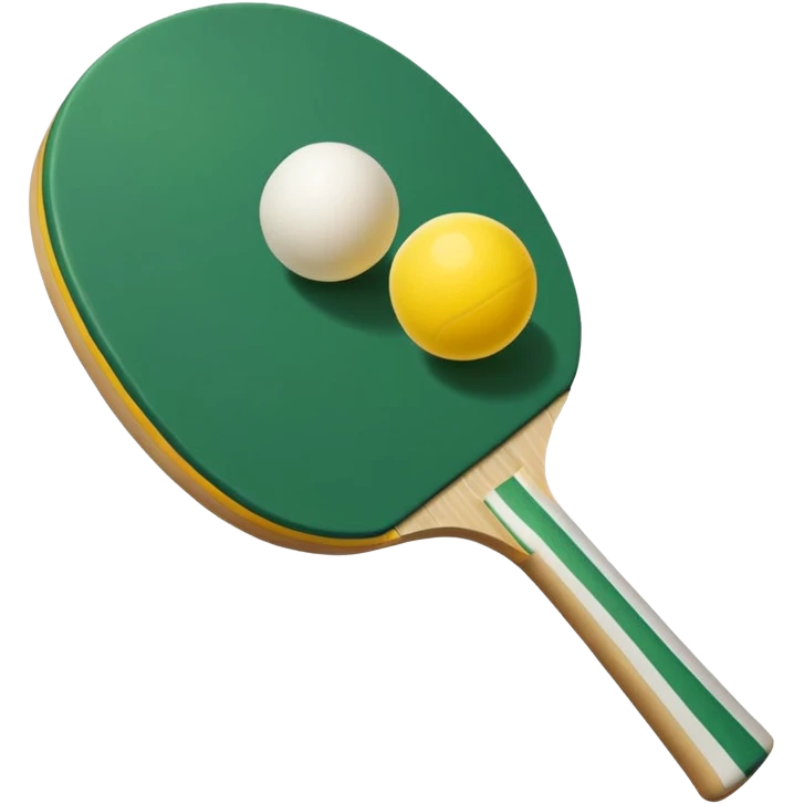 pala de ping pong amarillas y verdes con pelota emoji