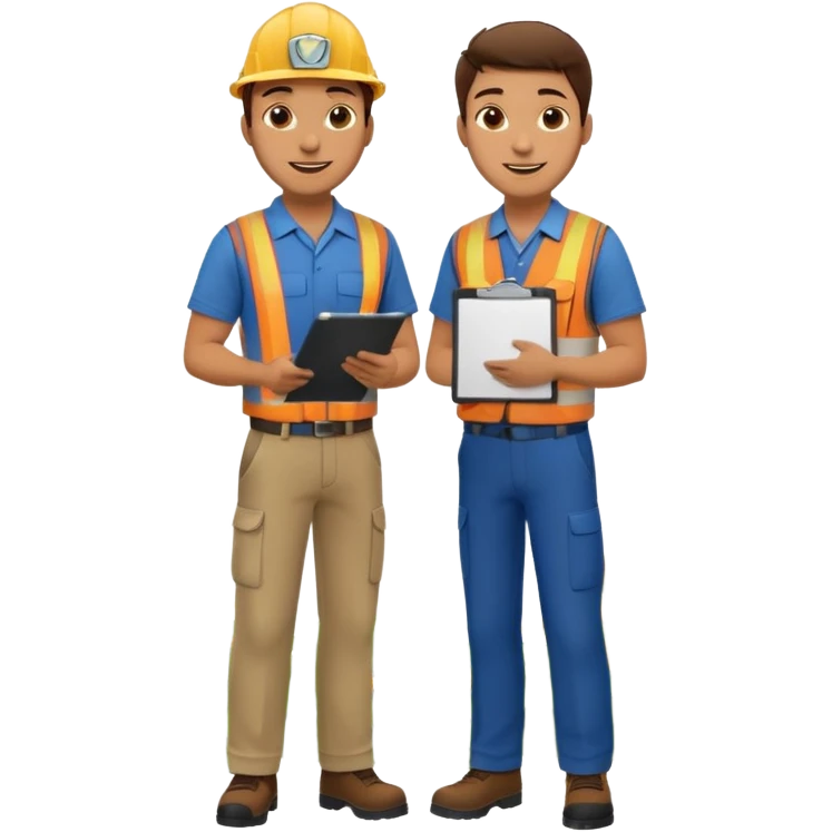 Landscaping company employee talking to his client, full body emoji