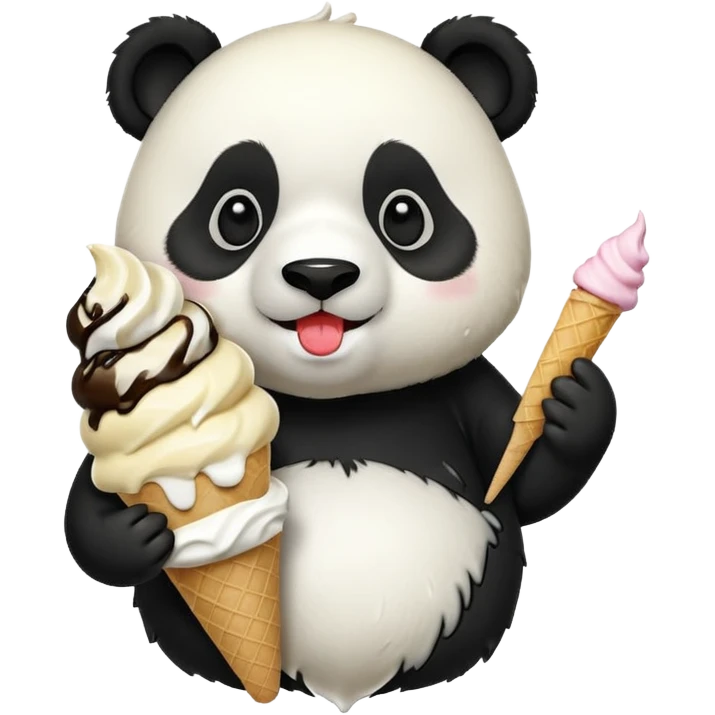 Panda eating ice cream emoji