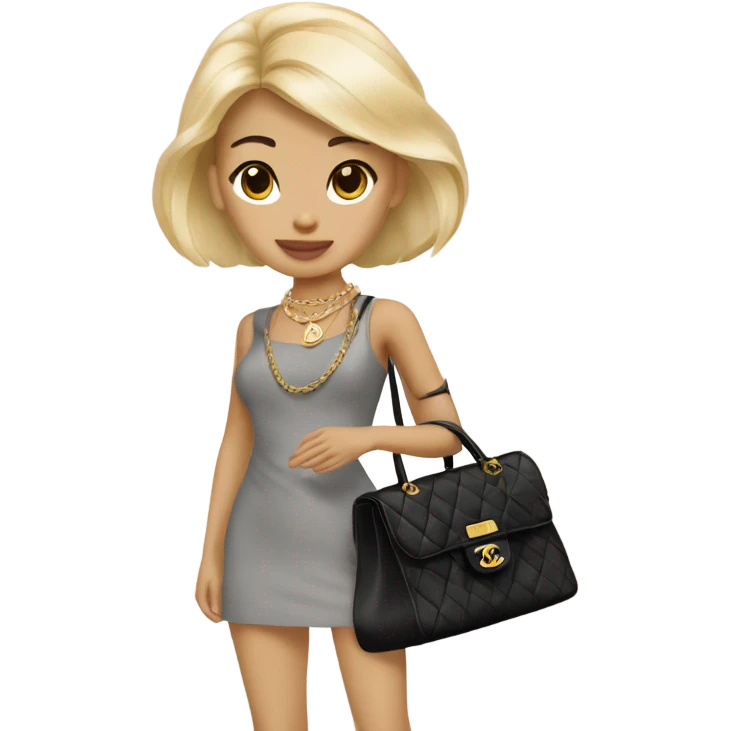 Blonde Chanel Asian Girl with Birkin bag and Chanel necklace emoji