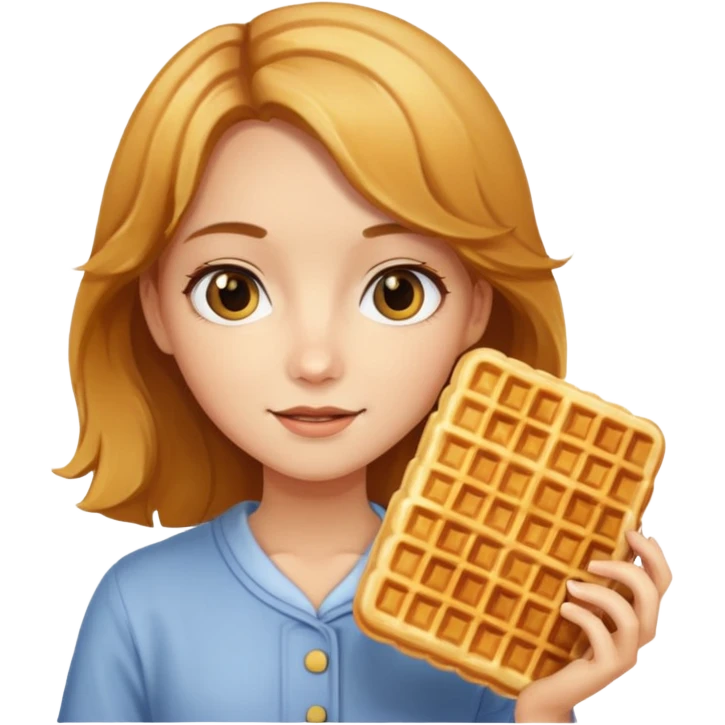 A girl with waffle in hand emoji