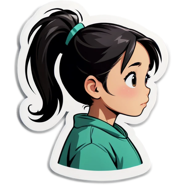 Girl with black ponytail watching tv emoji