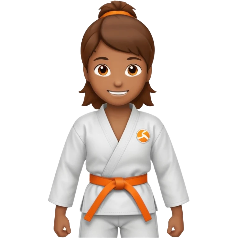 judoka cheveux brun avec ceinture orange emoji