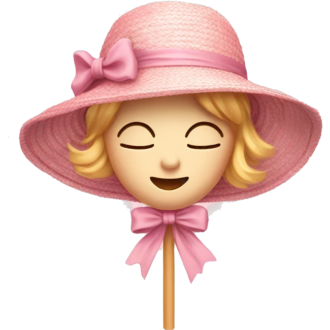 straw hat with bow pastel pink emoji