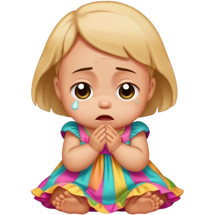 crying baby in colorful dress emoji
