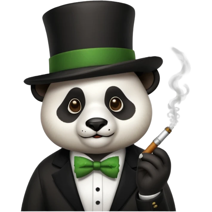 Panda smoking weed with a top hat emoji
