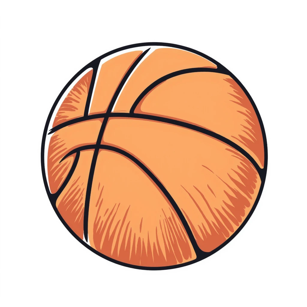 A basketball with detailed texture and lines in pastel colors (dd9fb0, ffc6d3, a3bfc9, c4bee2, f1b091), hand-drawn doodle style emoji