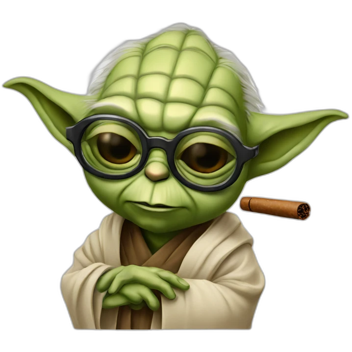 Yoda avec des lunette de soleil et un cigar emoji